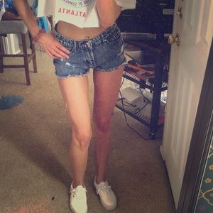Dark wash jean shorts